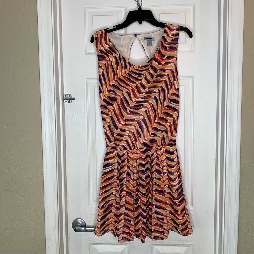 DKNY Orange Wave Pattern Dress Size 0 - Picture 5 of 10
